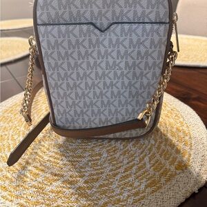 Michael Kors Signature Gray and Tan Crossbody Bag